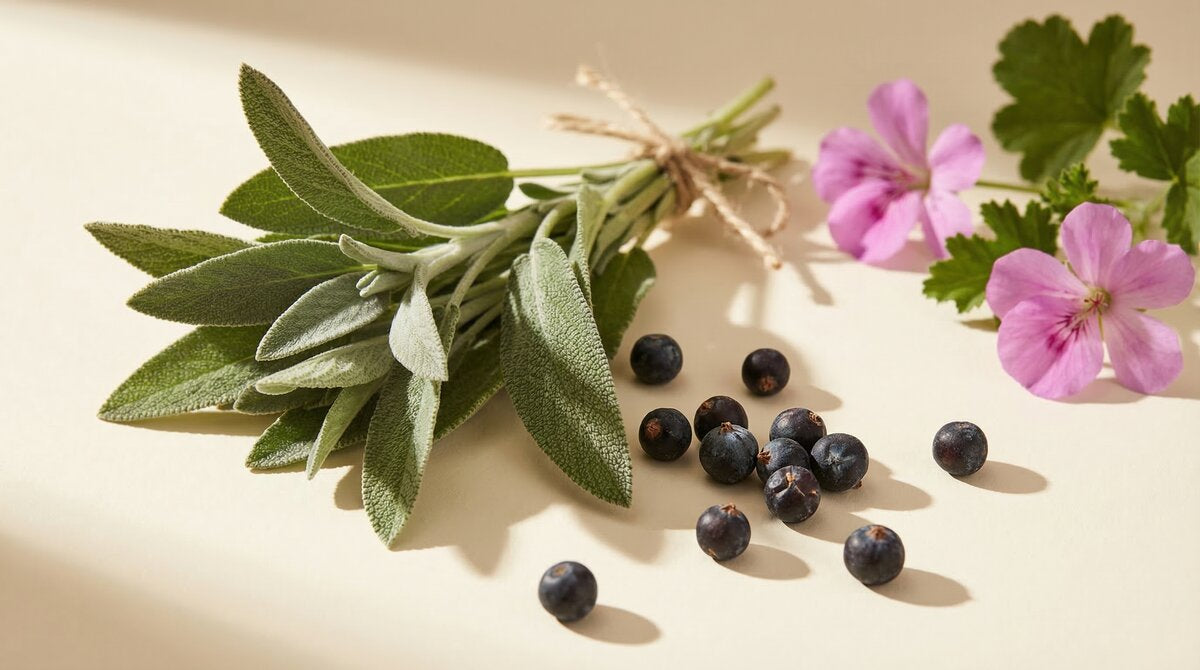 Heart notes: Sage, Juniper Berries, Geranium